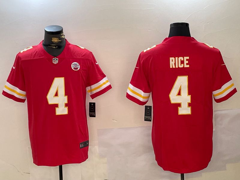 Men Kansas City Chiefs #4 Rice Red 2024 Nike Vapor Limited NFL Jersey style 1